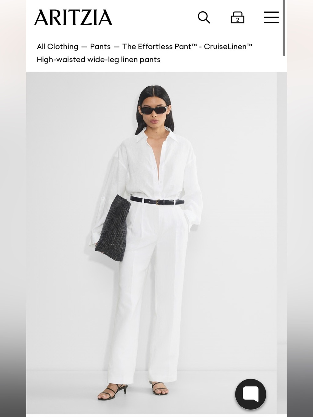 Aritzia Effortless High-Waist Linen Pants in White